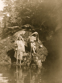 Two Clayoquot Indians with Baskets at Water poster print