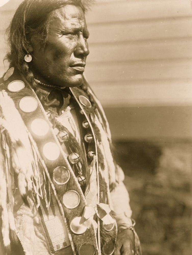 Piegan Man Half-Length Portrait Poster Print showcasing Indigenous artistry.