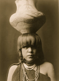 San Ildefonso girl portrait poster print with jar on her head.