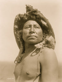 Apsaroke Shaman portrait poster print wearing eagle headdress.
