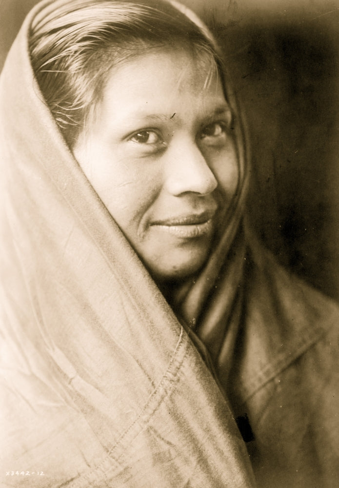 Bust portrait of a Quileute woman facing right, poster print