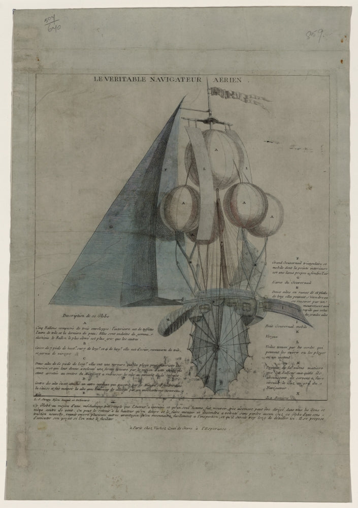 Airship navigational system design drawing poster print by Stoupy Bijou.