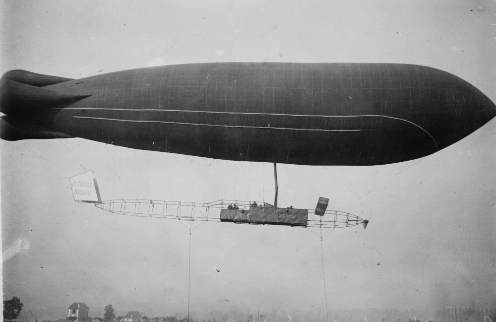 Clement-Bayard Dirigible in Flight Poster Print showcasing early aviation history.