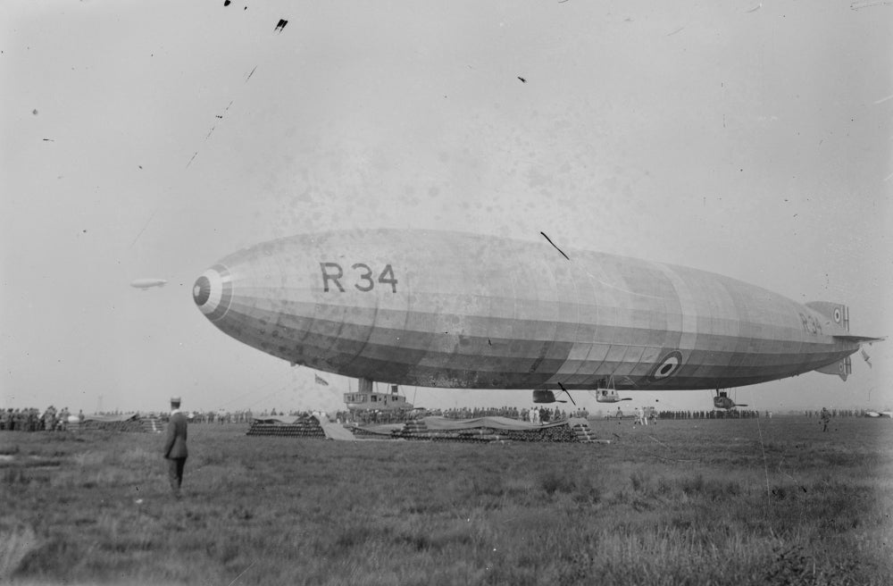 R-34 Being Moored Poster Print showcasing a vintage airship
