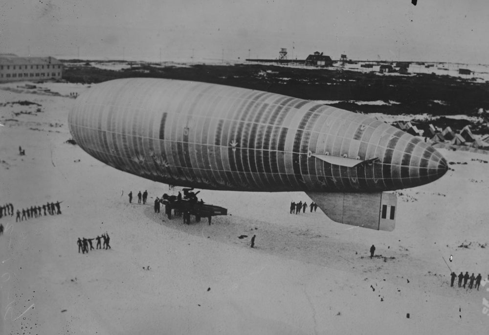 Navy Dirigible Poster Print featuring a vintage dirigible