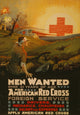 Wounded Soldier Looking to the Horizon Poster Print featuring Red Cross ambulance and emblem.
