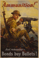 Soldier with machine gun in battle poster print