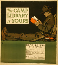 A Soldier Reading Poster Print showcasing a soldier in a serene reading moment.