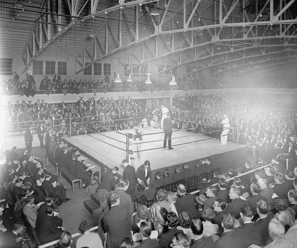Arena Scene at a Boxing Match Poster Print showcasing the excitement of a boxing match.