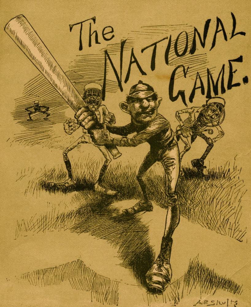 Baseball player at bat with a catcher and a golfer in the background poster print.