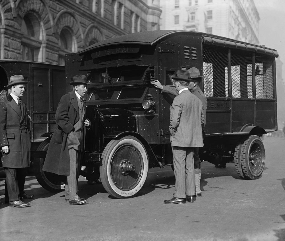 US Mail Truck in Washington D.C. Poster Print featuring soldiers and inspectors.