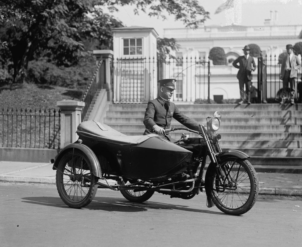 Sergeant Reiny Policeman Riding Motorcycle with Sidecar in Front of the White House Poster Print