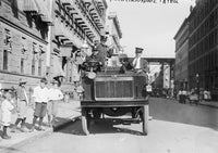 3 Policemen on Auto-Insurance Patrol Vehicle Poster Print