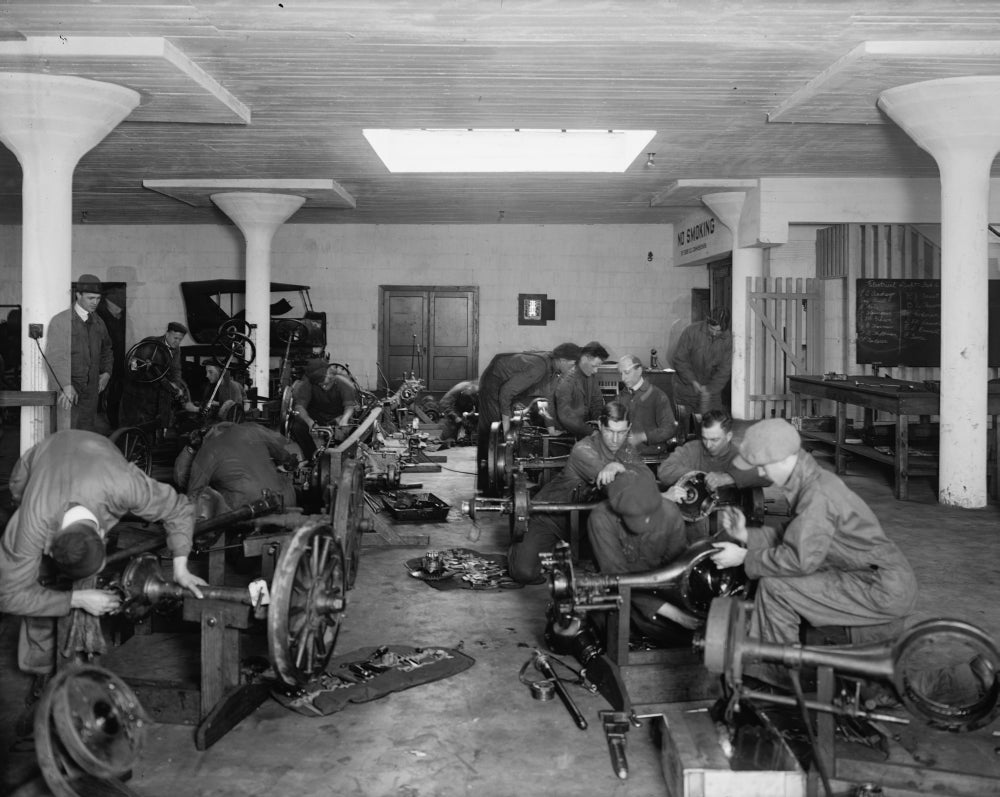 Auto School to Train Mechanics Poster Print showcasing automotive training inspiration