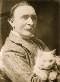 Sir Philip Burne-Jones holding cat poster print
