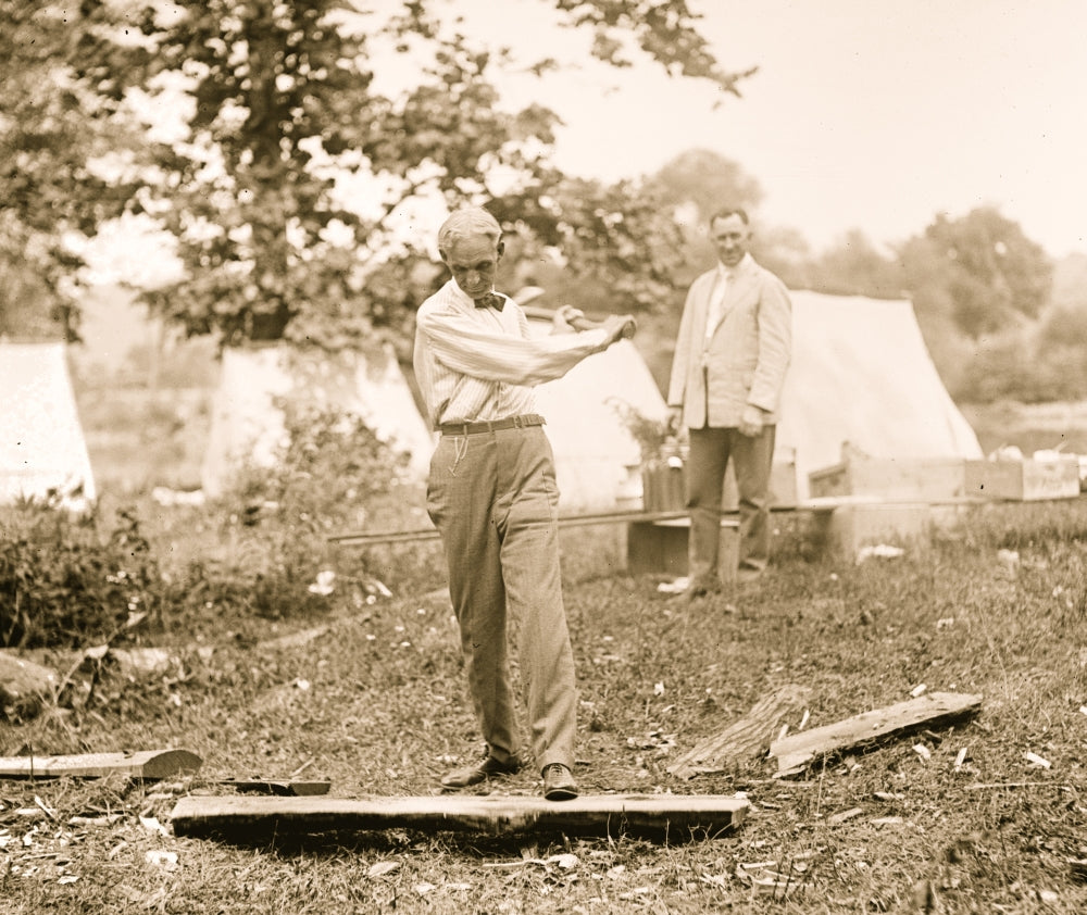 Henry Ford Chopping Wood Poster Print showcasing American innovation.