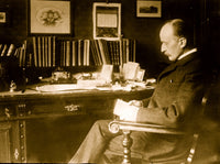 Max Planck seated at desk poster print artwork.