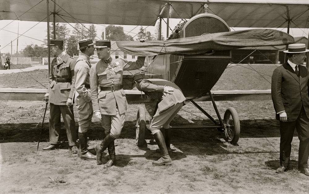 French Army Aviators at Mineola Poster Print showcasing military aviation history.