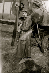 Woman Hugs Plane Propeller Poster Print showcasing aviation art.