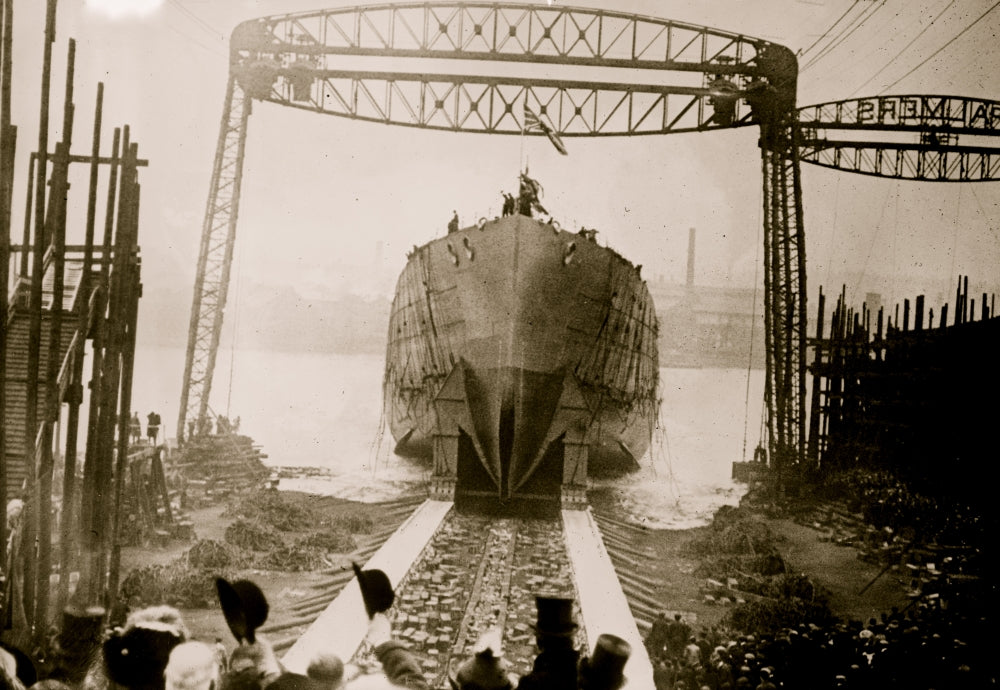 HMS Queen Mary Launch Poster Print from March 1912 - Historical Art
