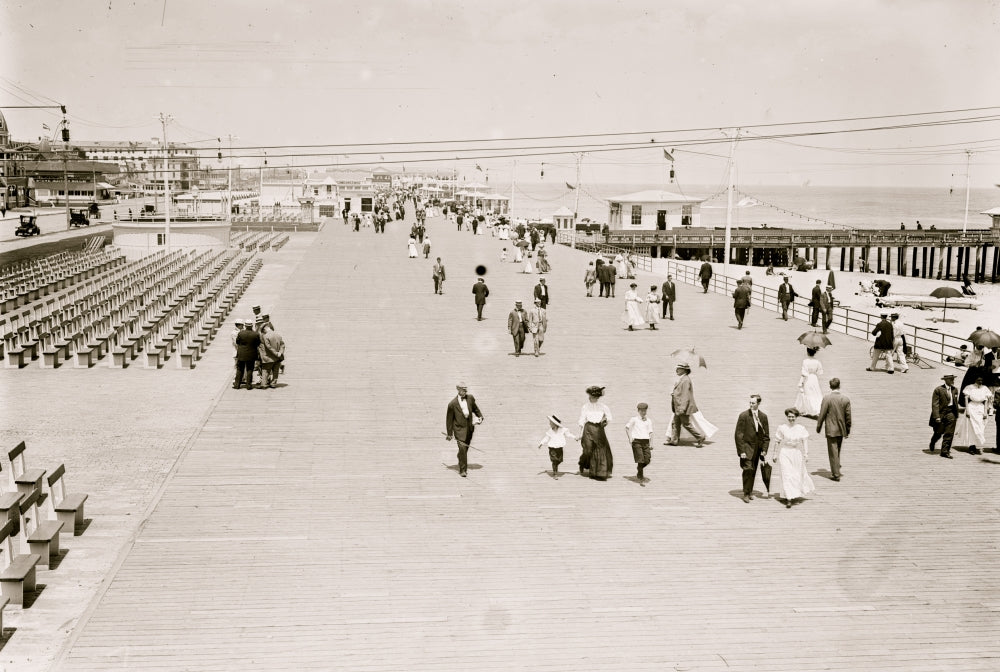 On the Boardwalk in Asbury Park Poster Print showcasing a vibrant coastal scene.