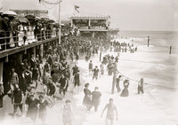 Asbury Park Boardwalk and Beach Poster Print showcasing a sunny crowd scene.