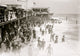 Asbury Park Boardwalk and Beach Poster Print showcasing a sunny crowd scene.