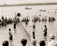 Water Tennis at the Tidal Basin Poster Print showcasing citizens enjoying outdoor sports in Washington, D.C.