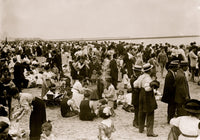 Crowds on the Beach at Coney Island Poster Print