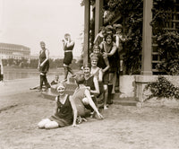 Bathing Beach Beauties by the Tidal Basin poster print featuring beachgoers in Washington, DC.
