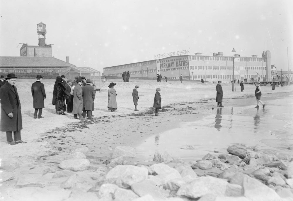 Winter Bathing Poster Print showcasing serene winter scene.