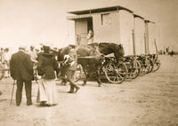 Beach at Scheveningen poster print featuring dressing cabins