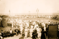 Crowds at Brighton Beach Brooklyn Poster Print showcasing vibrant beach life.