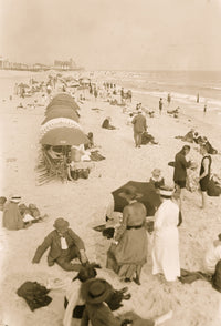 Picnic in Long Beach Poster Print showcasing a vibrant beach scene