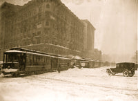 Washington DC Blizzard of 1922 Poster Print featuring trolleys stuck in snow.