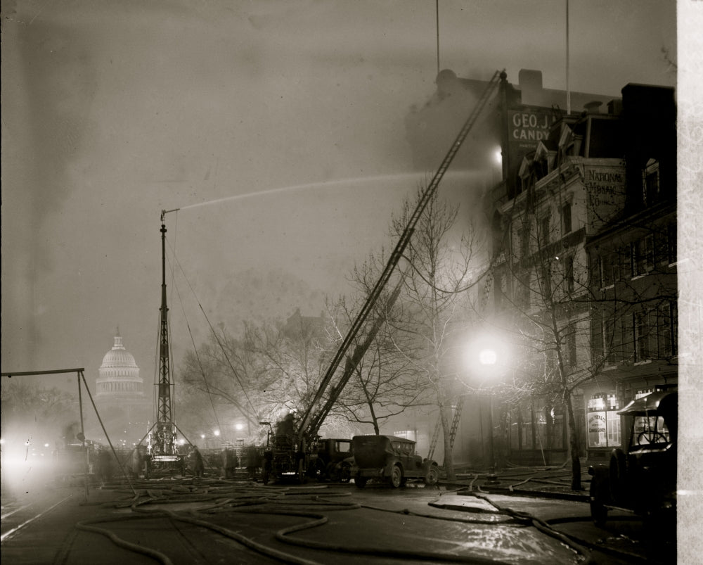 Washington DC Mueller Fire Poster Print showcasing the vibrant city life