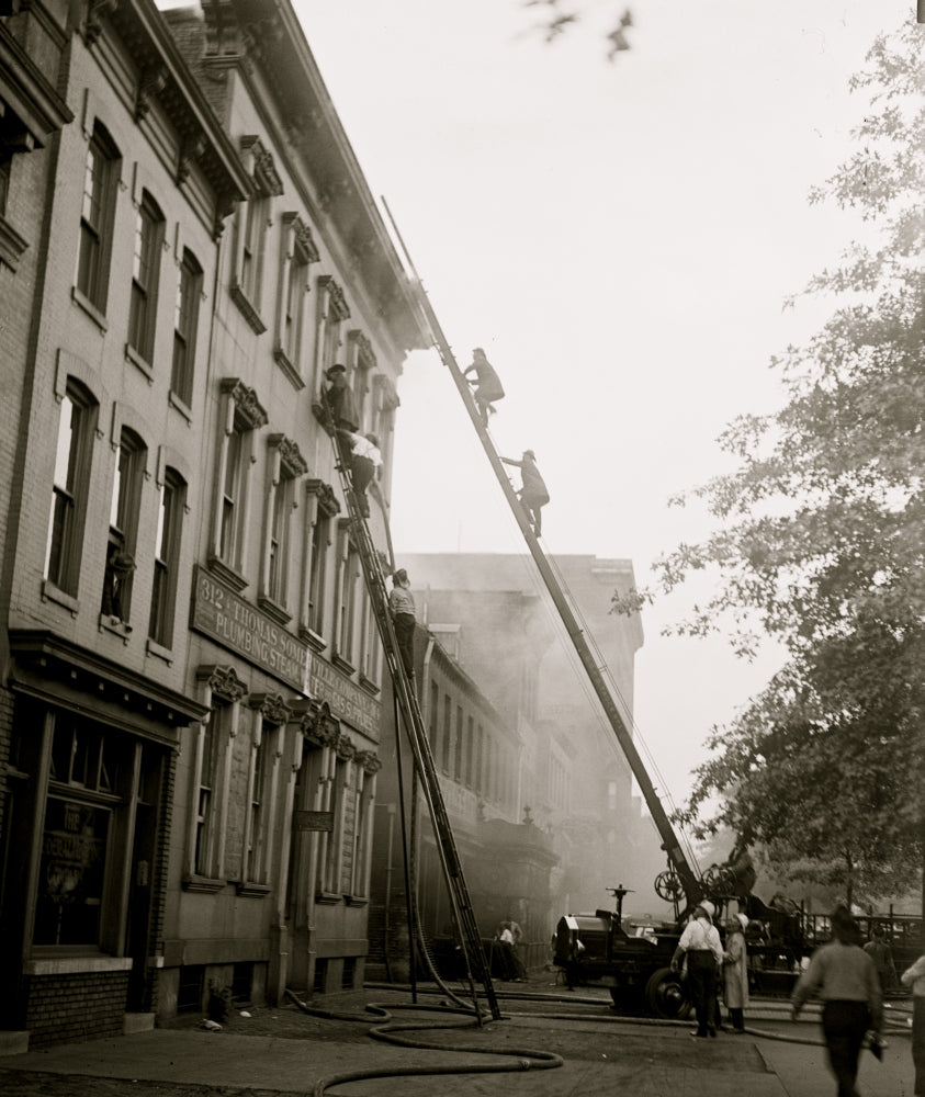 Fire at Thos. Sommerville plant poster print capturing a historical fire event.