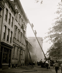Fire at Thos. Sommerville plant poster print capturing a historical fire event.