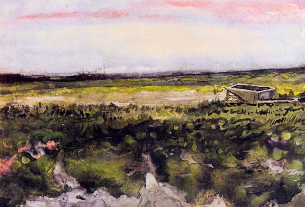 The Heath with a Wheelbarrow Poster Print showcasing a serene landscape.