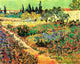 Flowering Garden with Path Poster Print showcasing vibrant blooms and lush greenery.