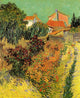 Garden Behind a House Poster Print showcasing a beautiful garden scene.