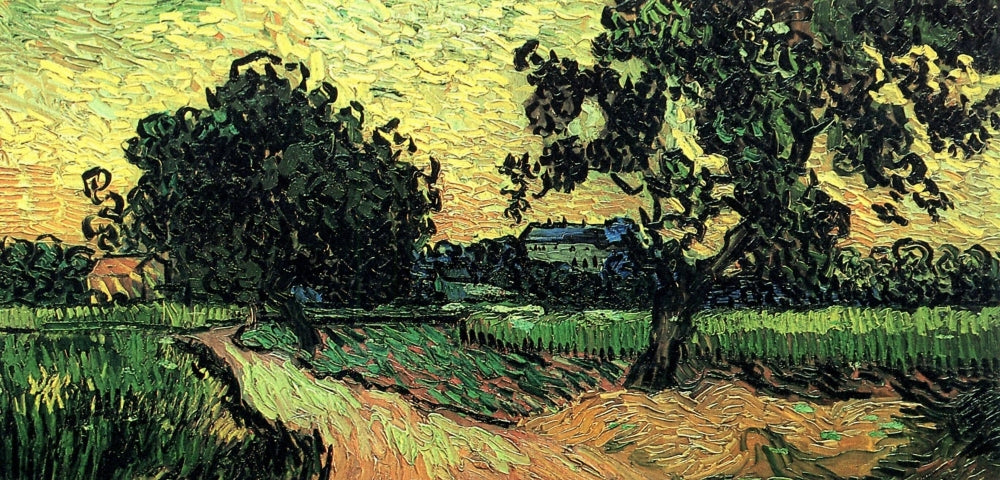 Landscape with the Chateau of Auvers at Sunset Poster Print