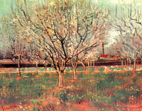 Orchard in Blossom Plum Trees Poster Print showcasing vibrant plum trees in bloom.