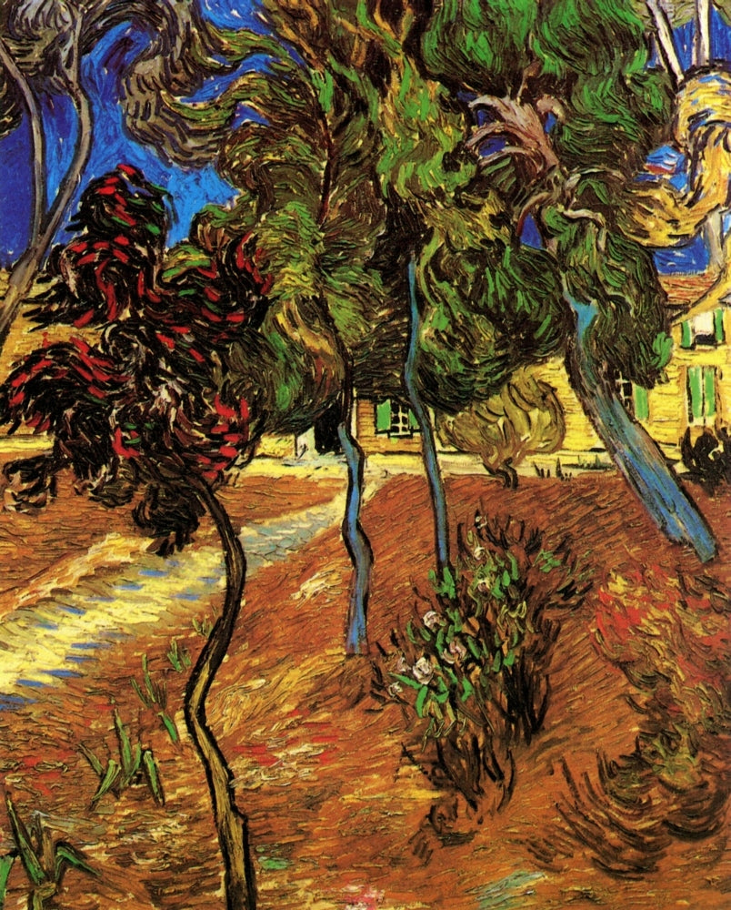 Trees in the Garden of Saint-Paul Hospital poster print showcasing serene landscape.