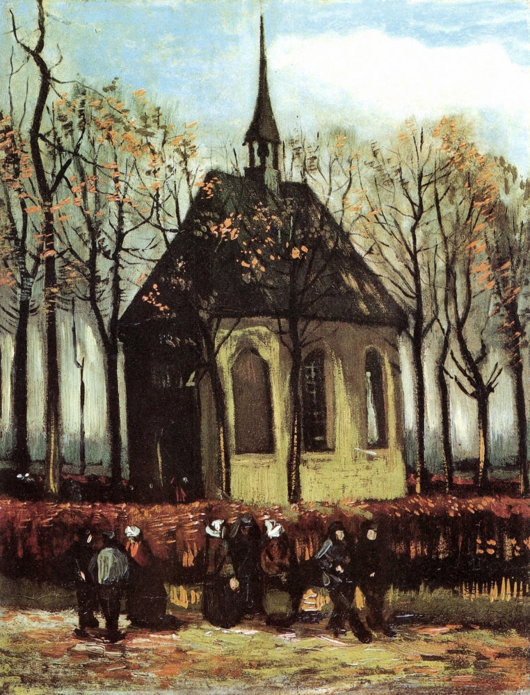 Congregation Leaving the Reformed Church in Nuenen Poster Print by Vincent van Gogh