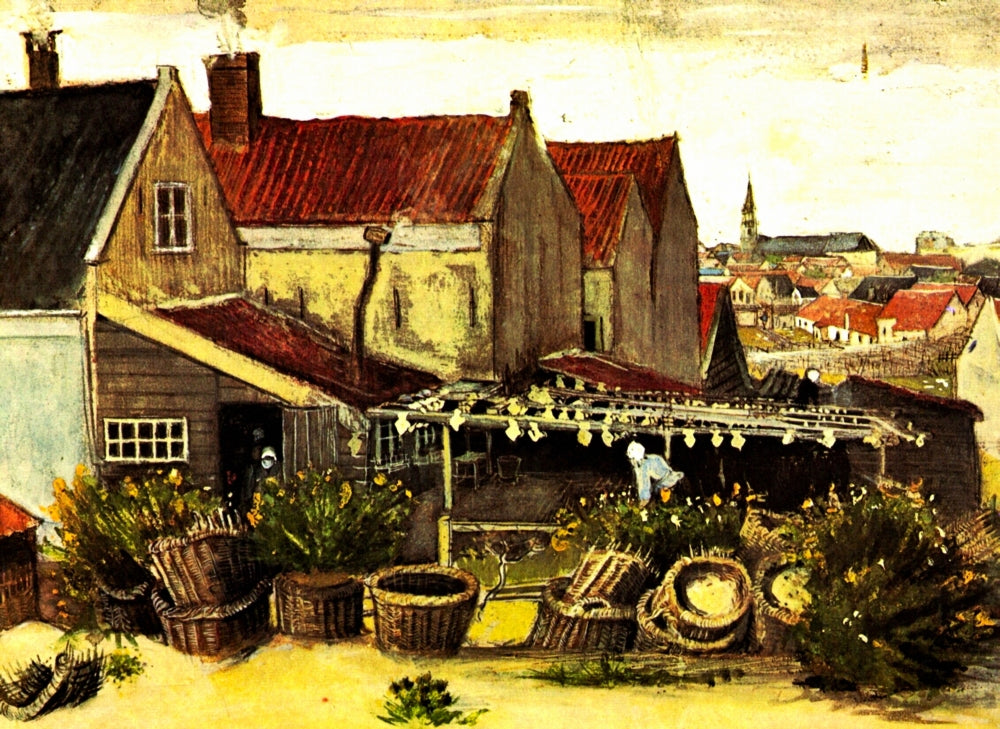 Fish-Drying Barn Poster Print showcasing rustic farm life
