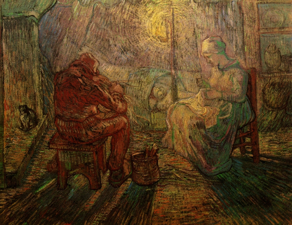 Evening The Watch After Millet Poster Print showcasing a tranquil evening scene.