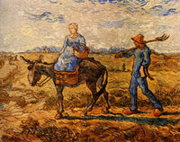 Morning Peasant Couple Going to Work Poster Print showcasing rural life.
