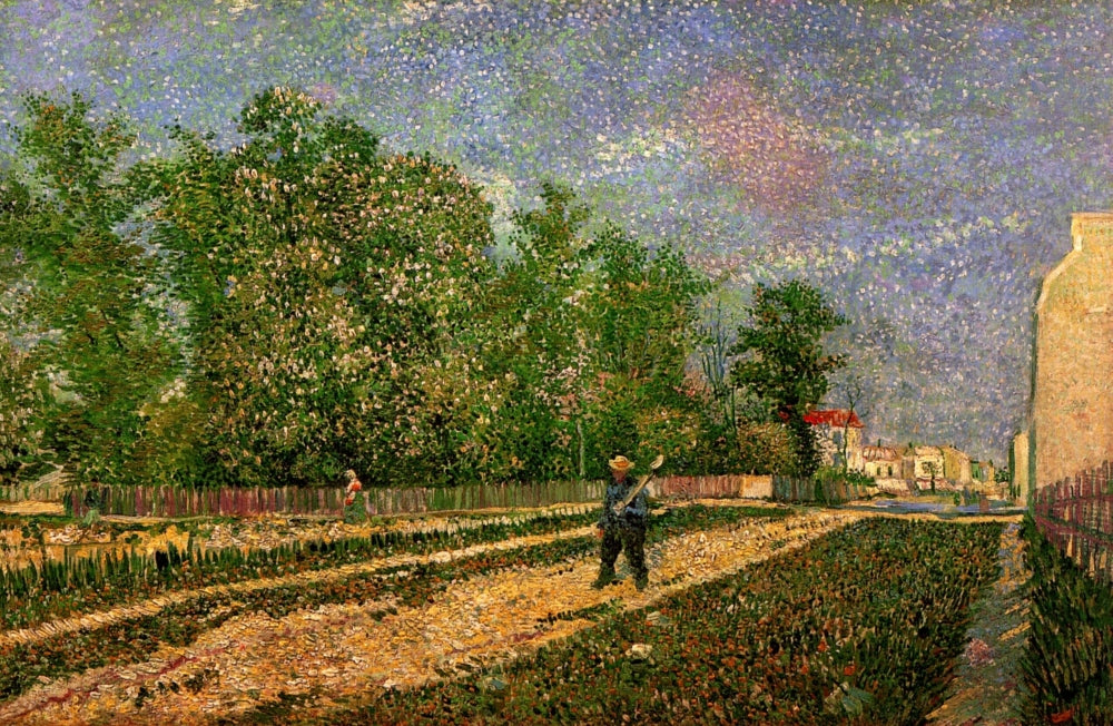 Outskirts of Paris Road with Peasant Shouldering a Spade Poster Print