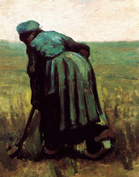 Peasant Woman Digging Poster Print showcasing traditional art style.